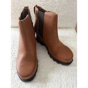 NEW Sorel Women's Joan of Arctic Wedge III Chelsea Bootie Brown Sz 7